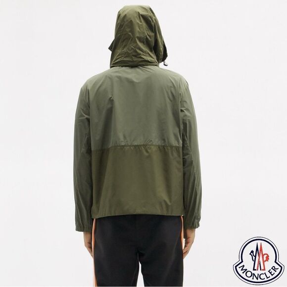 MONCLER **NWT** Carax Technical Hooded Windbreaker Jacket In Olive Green - Picture 3 of 15